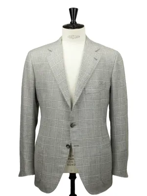 Cesare Attolini Taupe Wool, Silk & Linen Prince of Wales Jacket