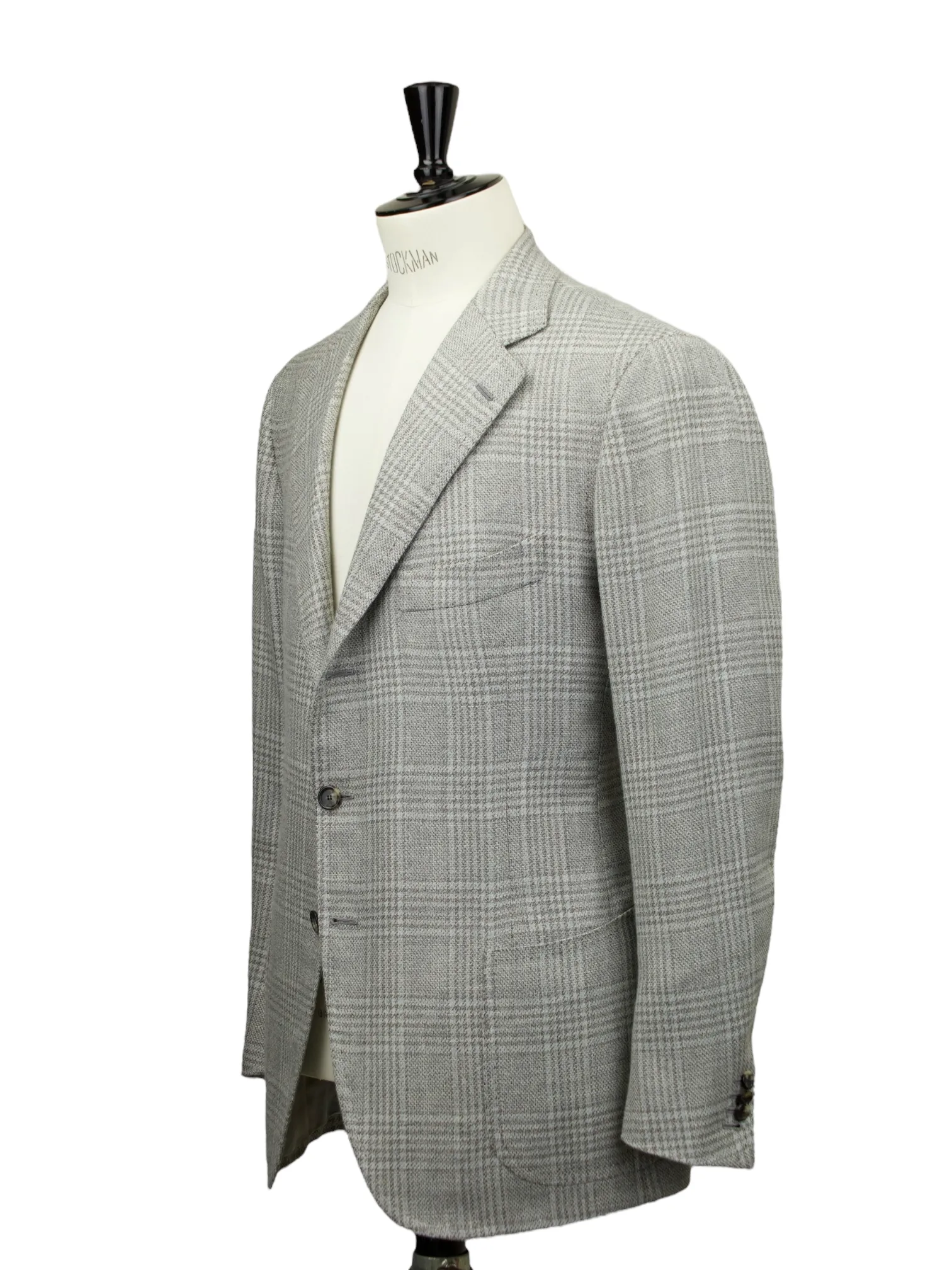 Cesare Attolini Taupe Wool, Silk & Linen Prince of Wales Jacket