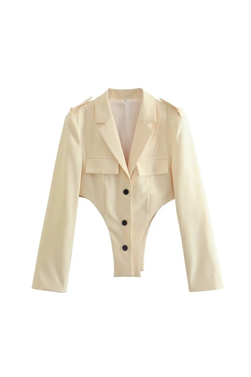 CK738 Waist Revealing Crop Jacket