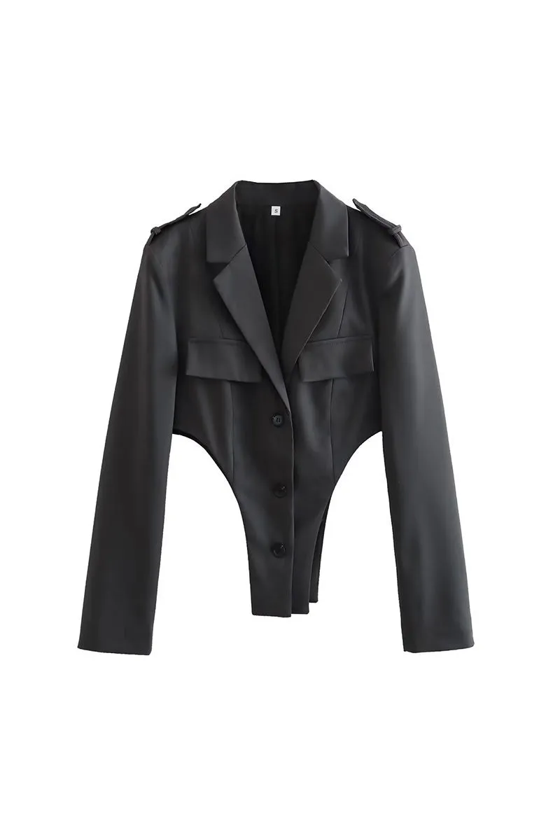 CK738 Waist Revealing Crop Jacket