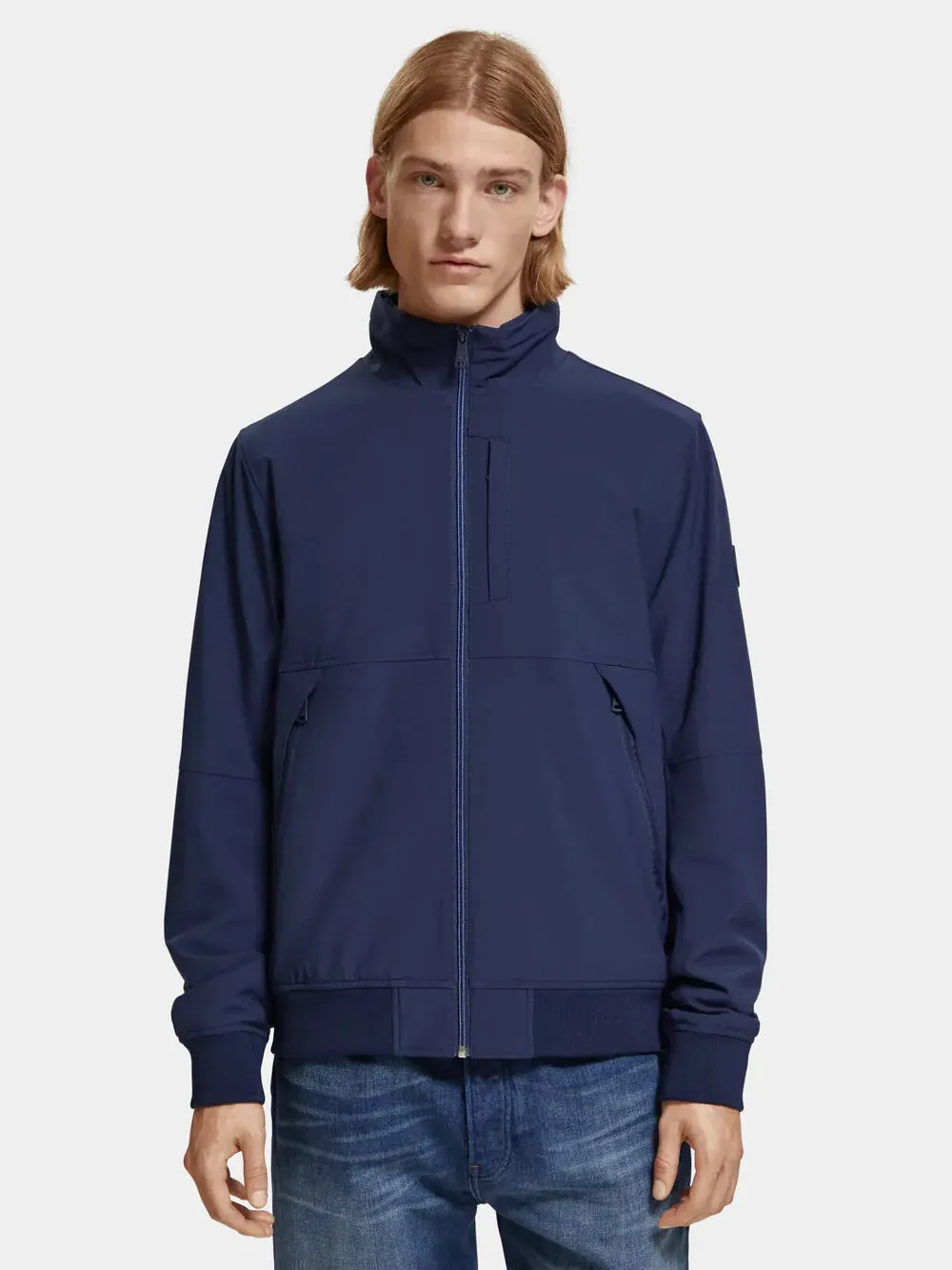 Classic Hooded Soft-Shell Jacket - Navy Blue 175397