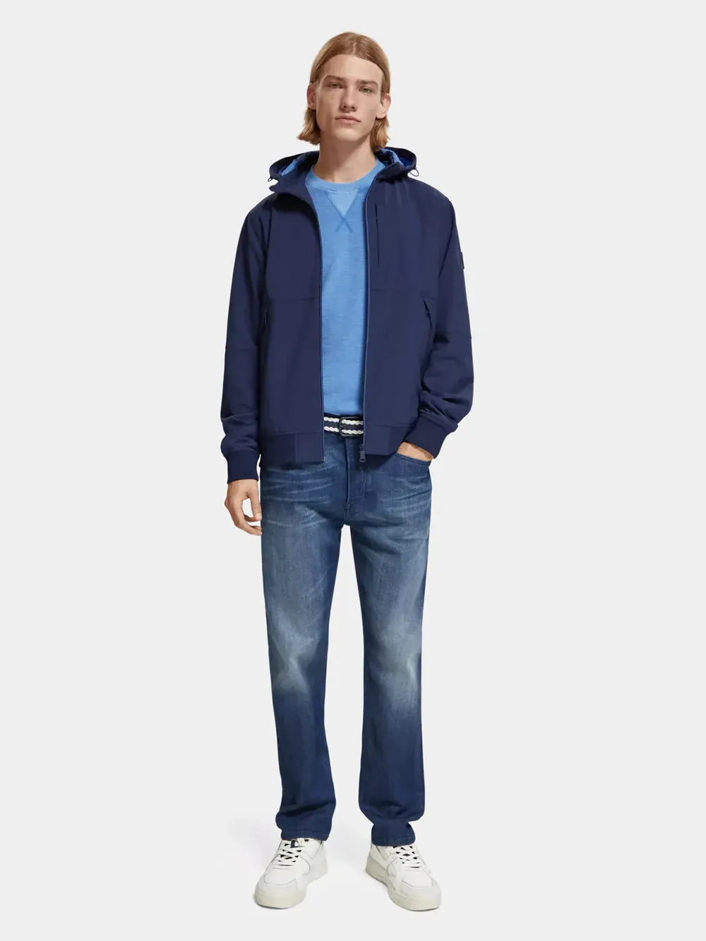 Classic Hooded Soft-Shell Jacket - Navy Blue 175397