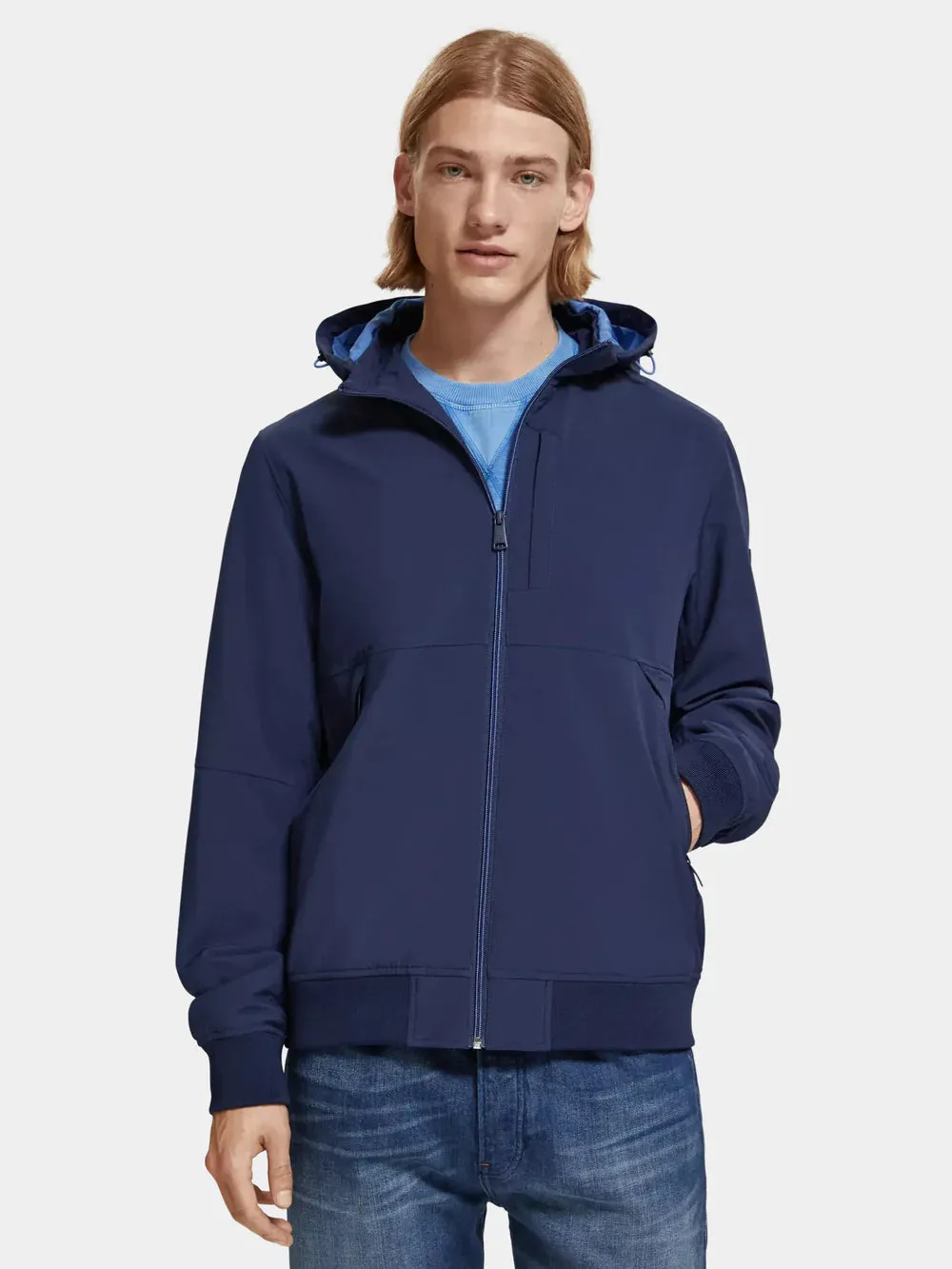 Classic Hooded Soft-Shell Jacket - Navy Blue 175397
