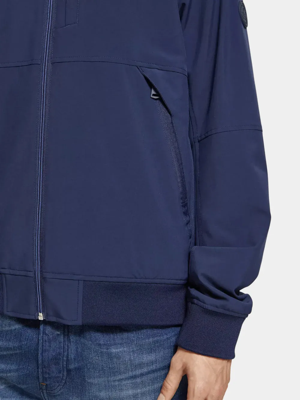 Classic Hooded Soft-Shell Jacket - Navy Blue 175397