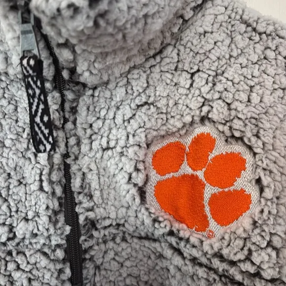 Clemson Tigers Quarter Zip Sherpa Super Soft Fleece Pullover Jacket Size Small
