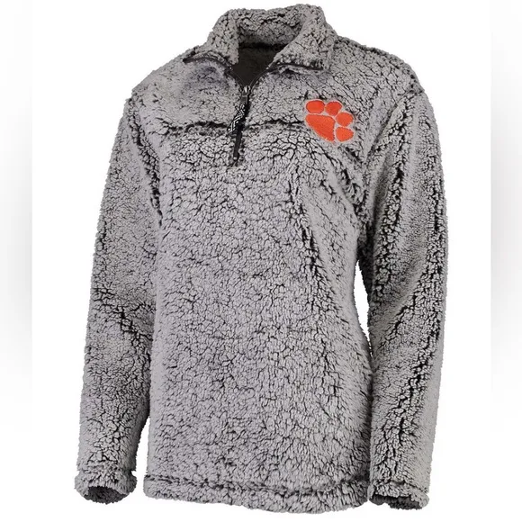 Clemson Tigers Quarter Zip Sherpa Super Soft Fleece Pullover Jacket Size Small