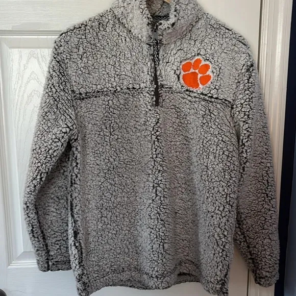 Clemson Tigers Quarter Zip Sherpa Super Soft Fleece Pullover Jacket Size Small