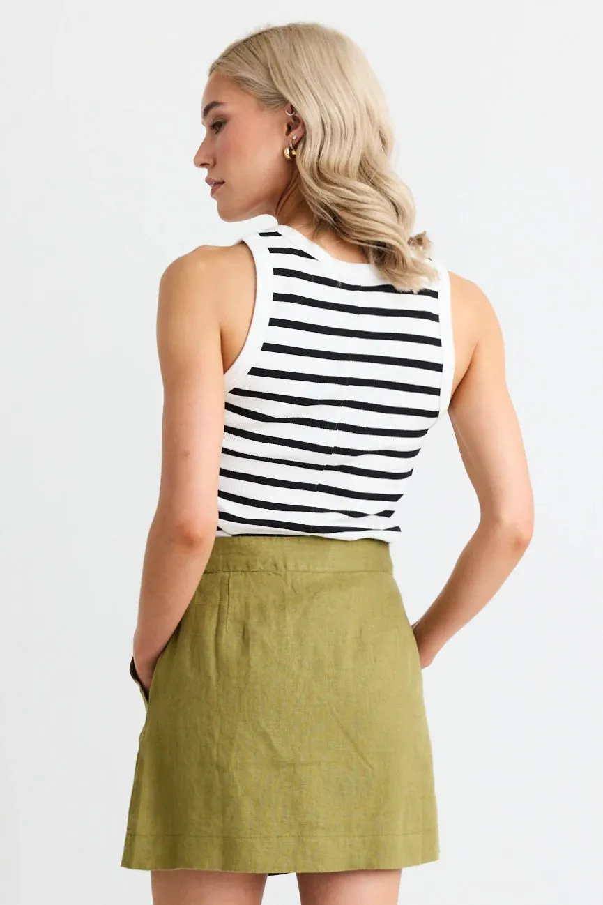 Cobble Cutaway Tank White Black Stripe