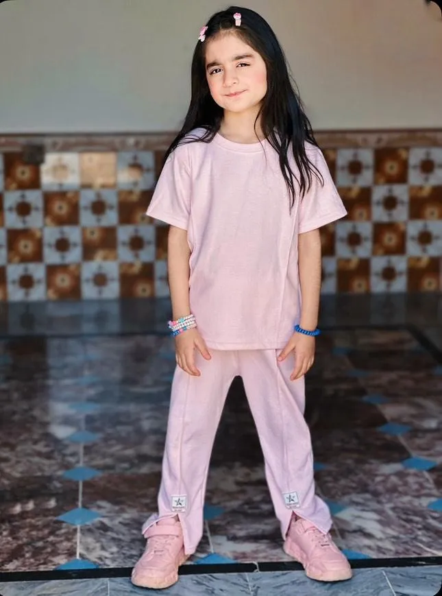 Comfort Plain Pink Tee & Trouser