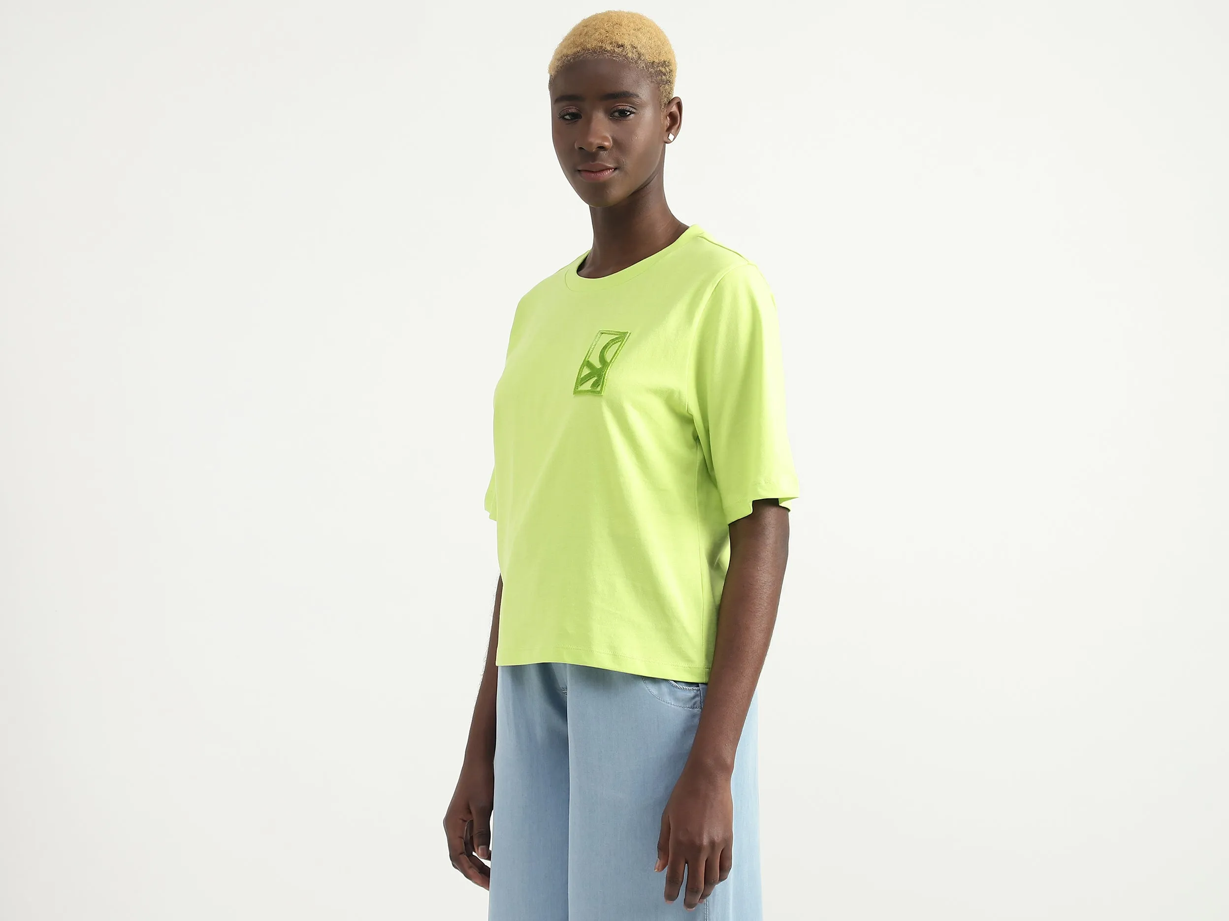 Cotton Solid Round Neck Women T-shirts