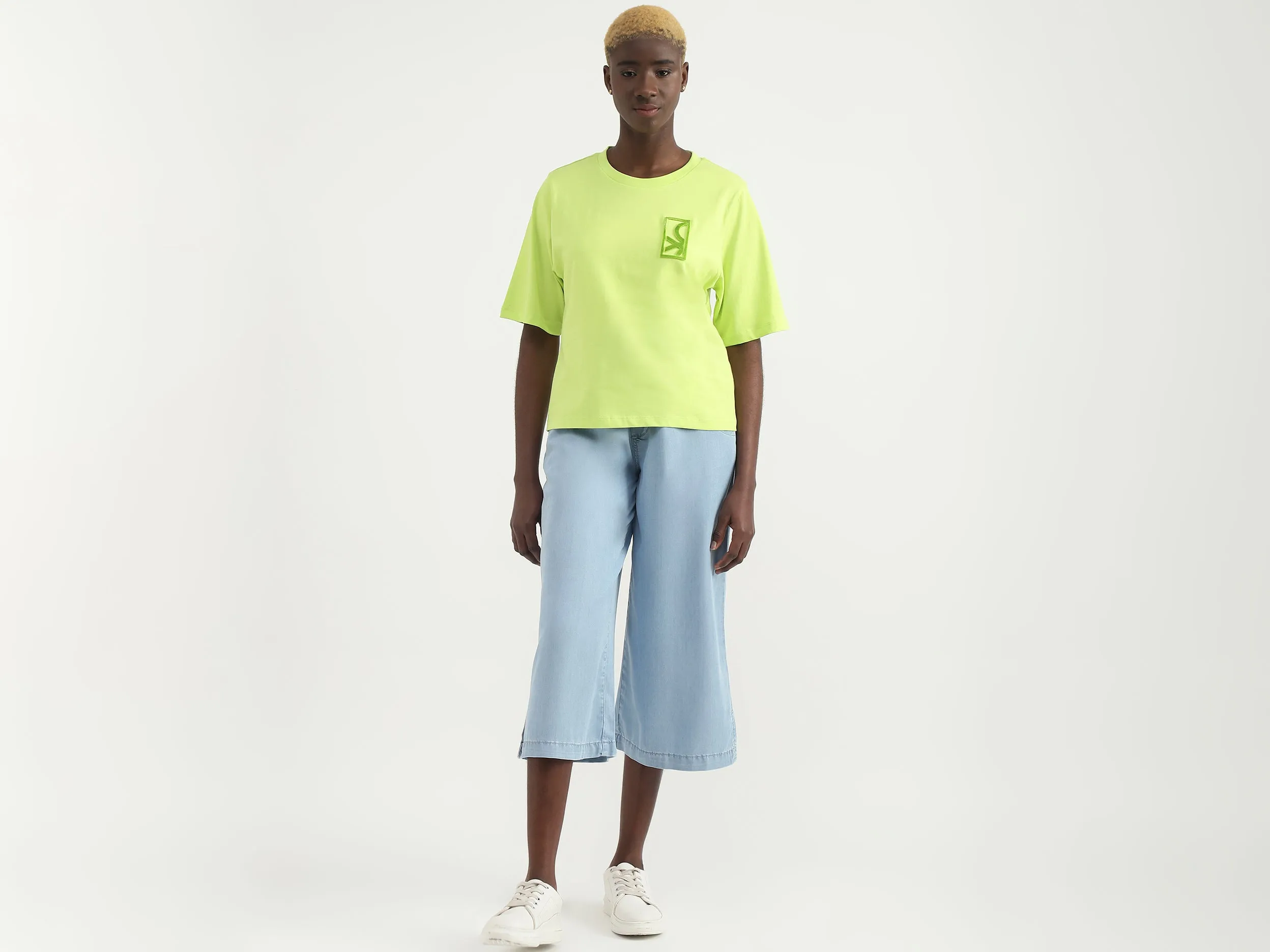 Cotton Solid Round Neck Women T-shirts