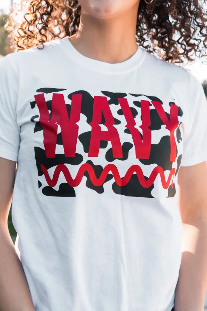 Cow Print WAVY | White Tee (Chick-fil-A)