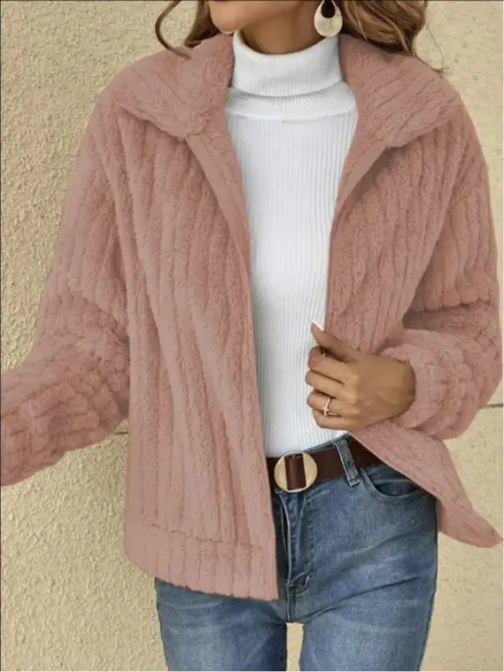 Cozy Fleece Lapel Cropped Jacket
