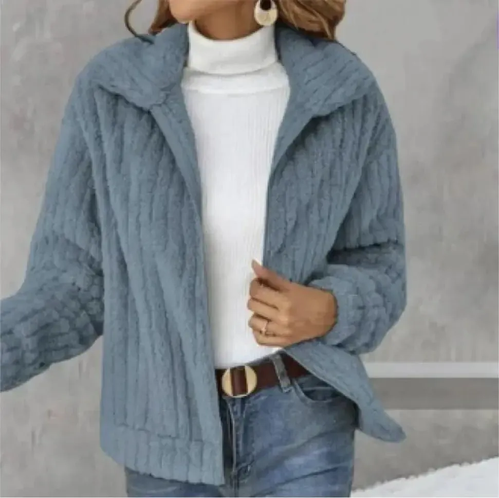 Cozy Fleece Lapel Cropped Jacket
