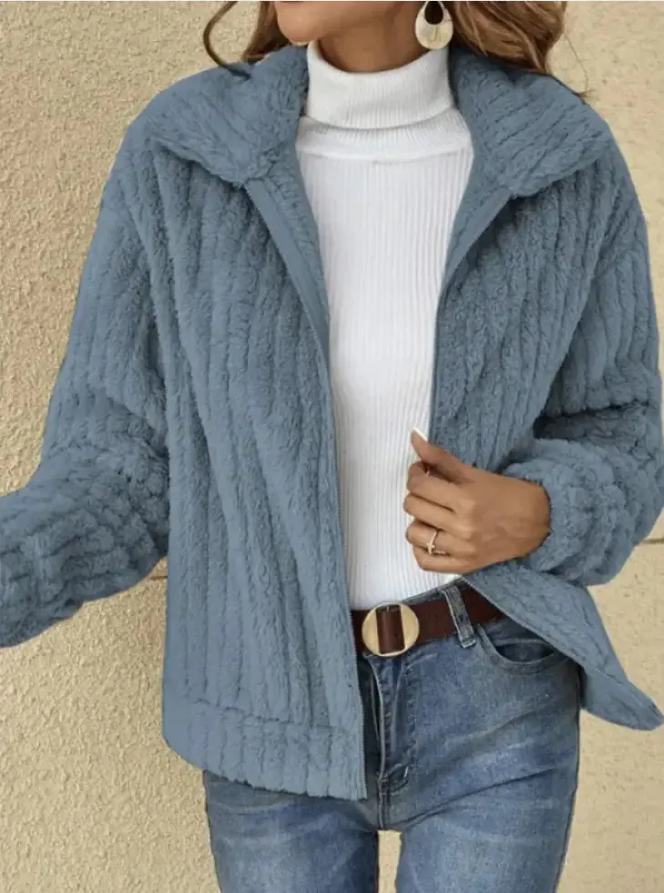 Cozy Fleece Lapel Cropped Jacket