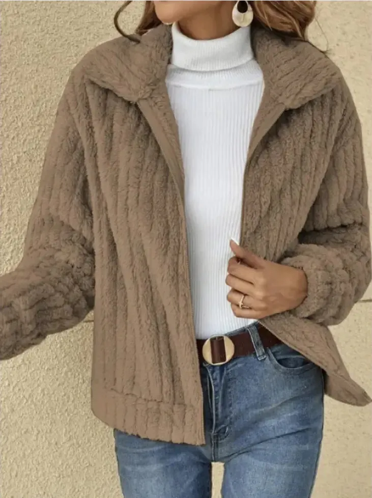 Cozy Fleece Lapel Cropped Jacket
