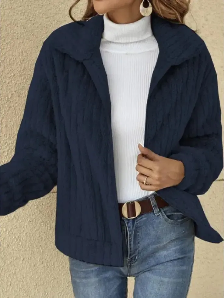 Cozy Fleece Lapel Cropped Jacket