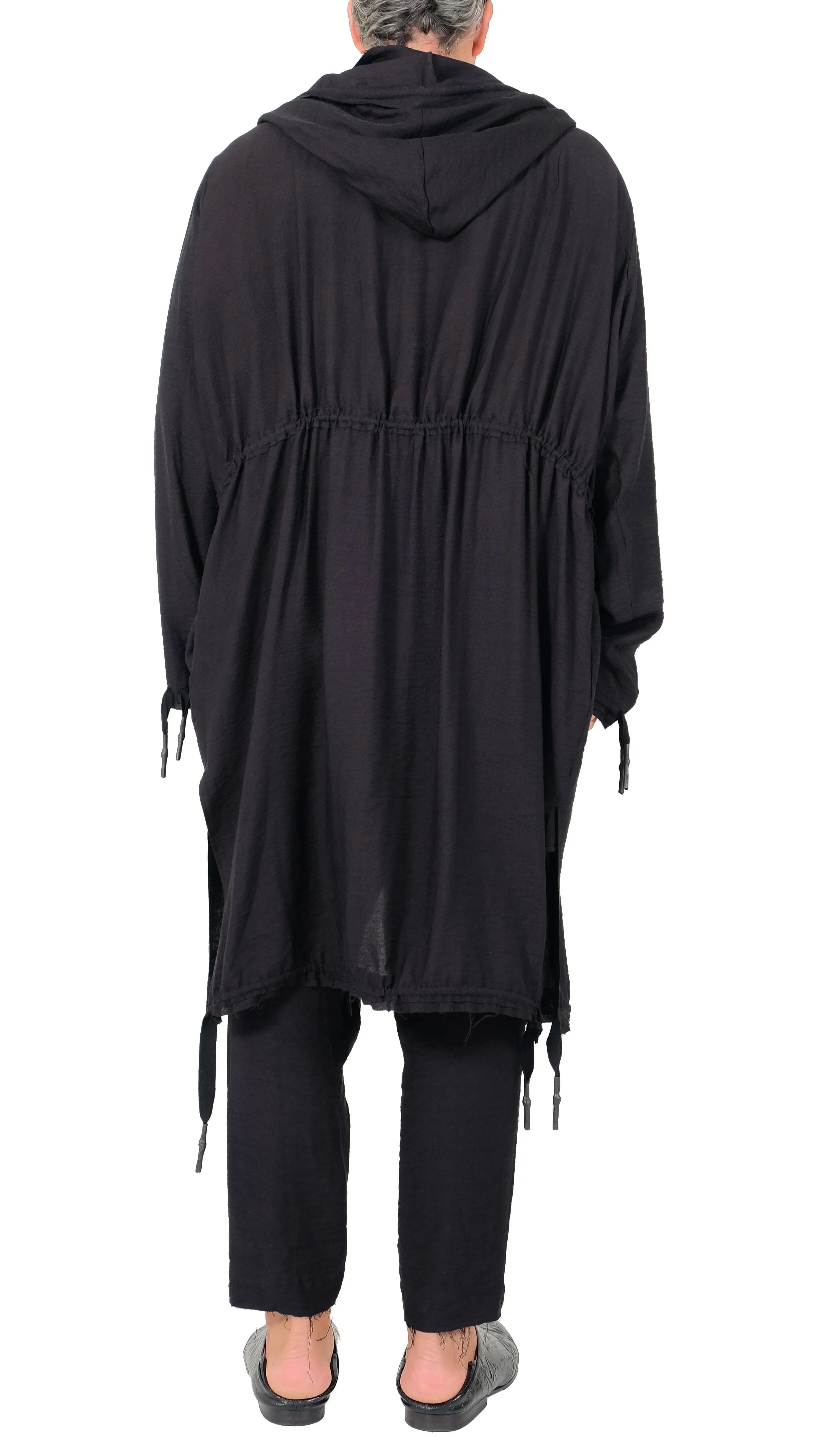 Creased Cotton Jacket with Hood