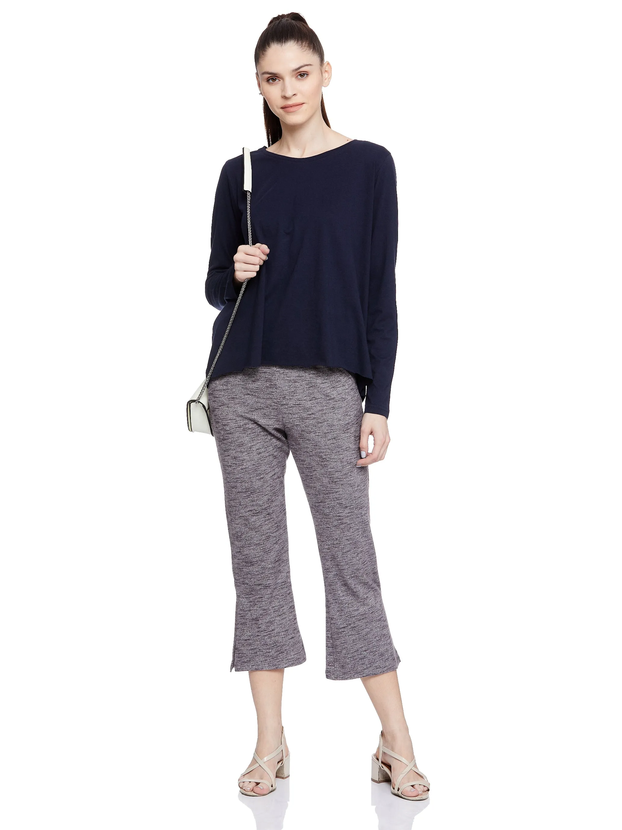 Cropped Length with Slit Detail Bottom (Rum Raisin)