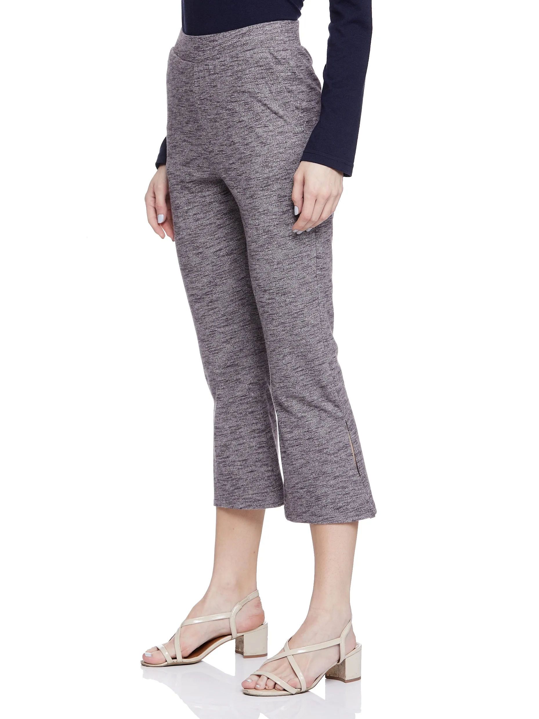Cropped Length with Slit Detail Bottom (Rum Raisin)