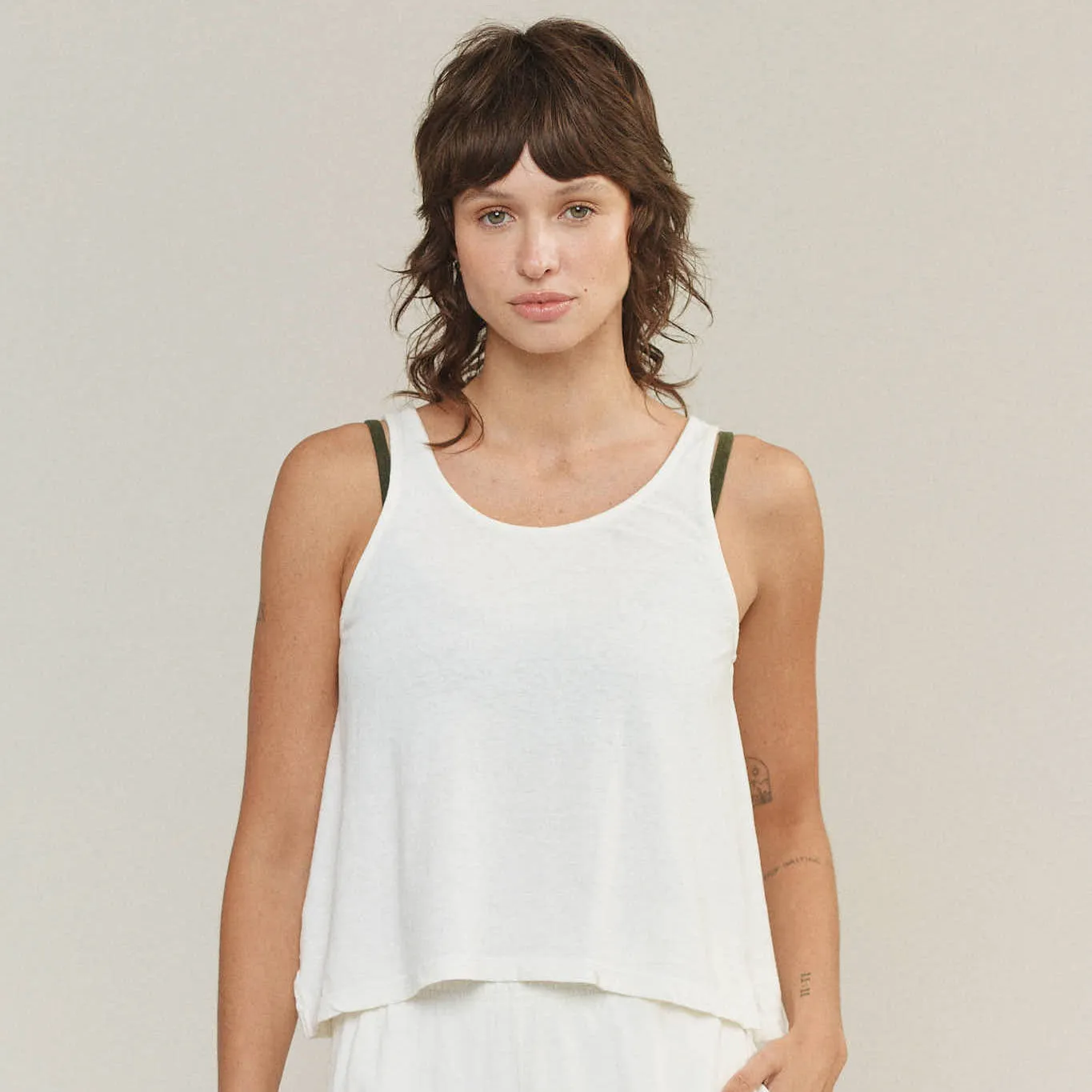 CROPPED TANK - WASHED WHITE