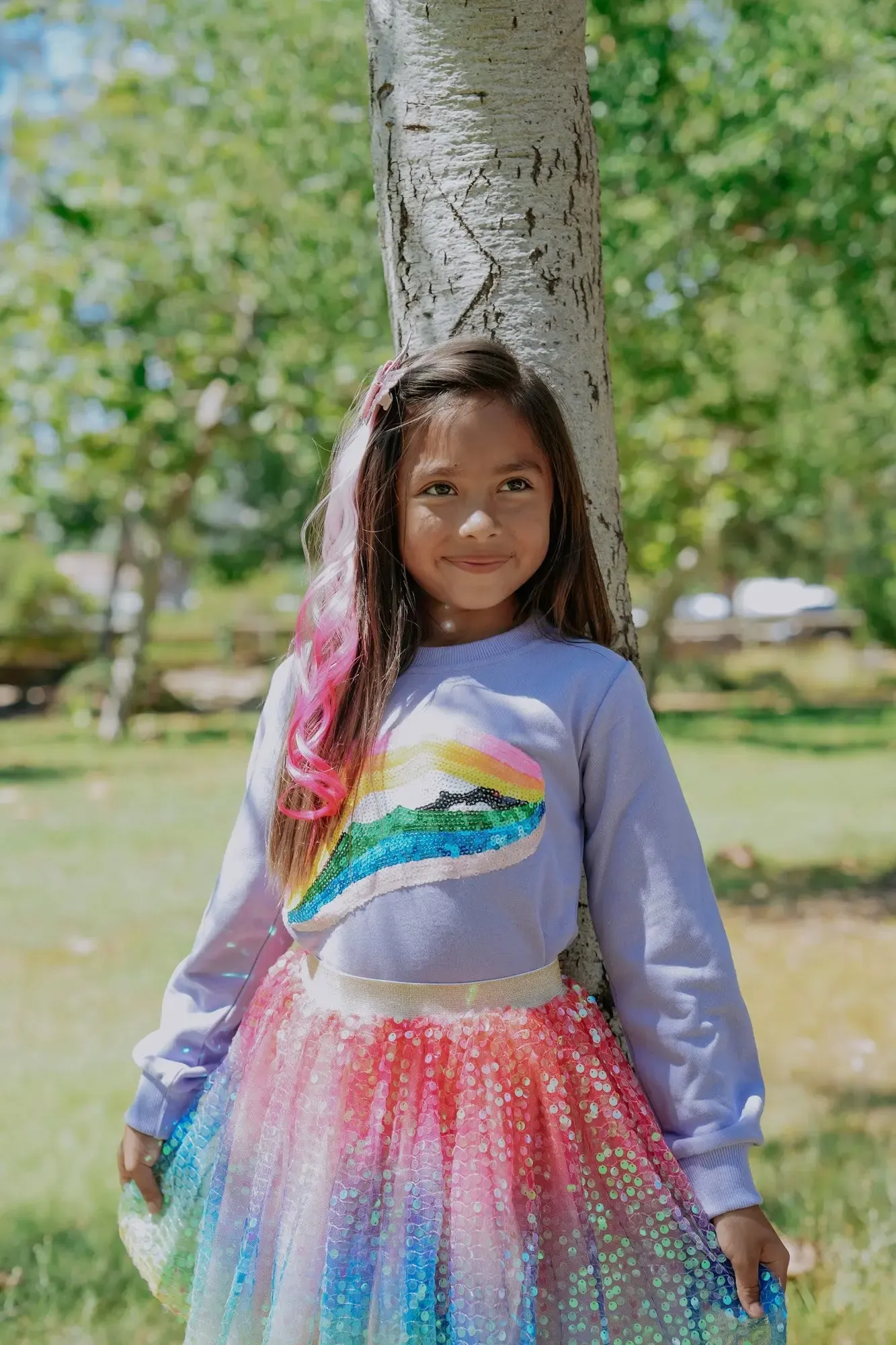 Dreamy Sequin Rainbow Tulle  Skirt