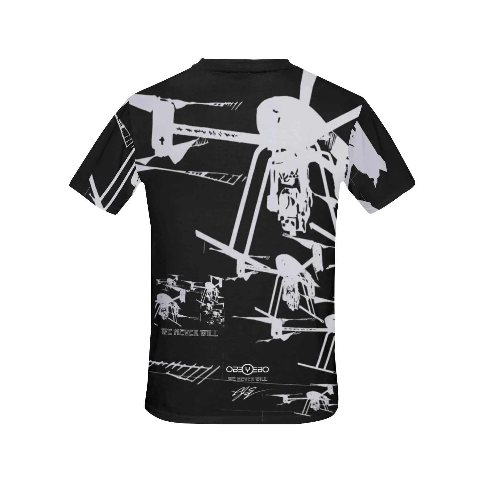 Drones Call To Duty Black Men's Crew Neck T-shirt