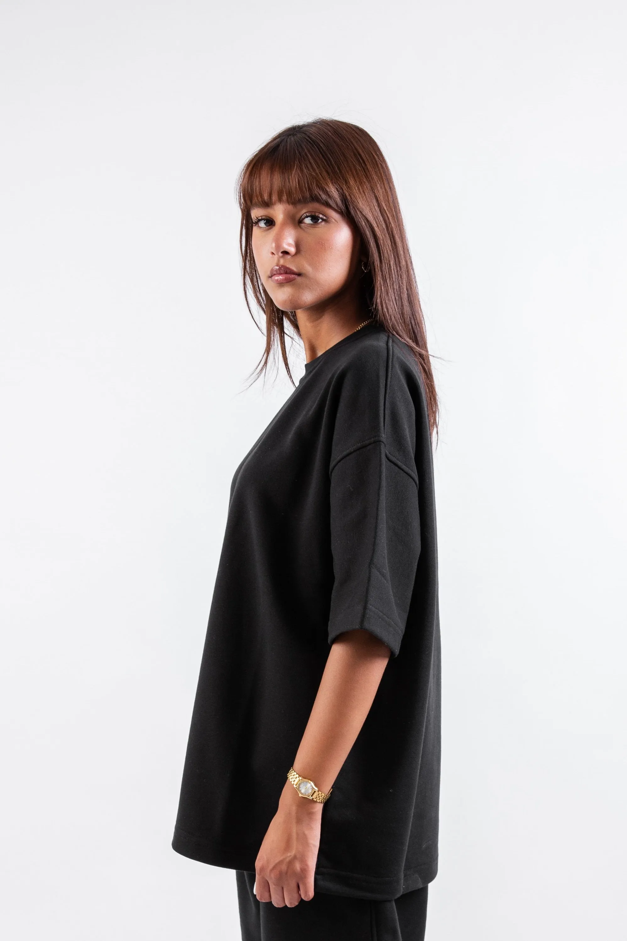 Droopy Pants & Chill Sleeve T-shirt Black Set