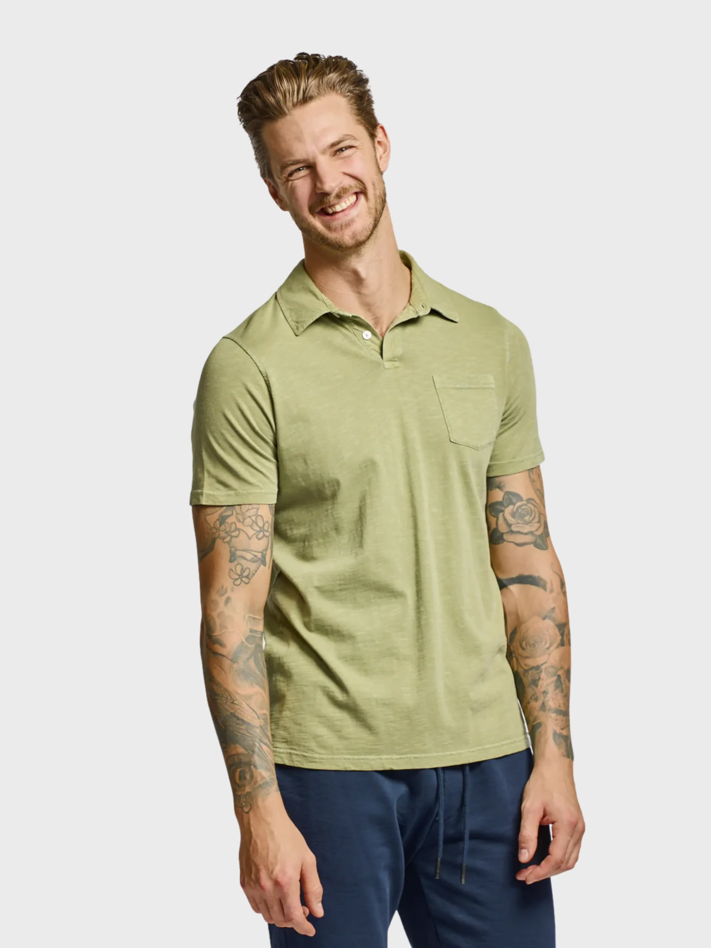 Easy Mondays Polo SS Slub T-Shirt Sage