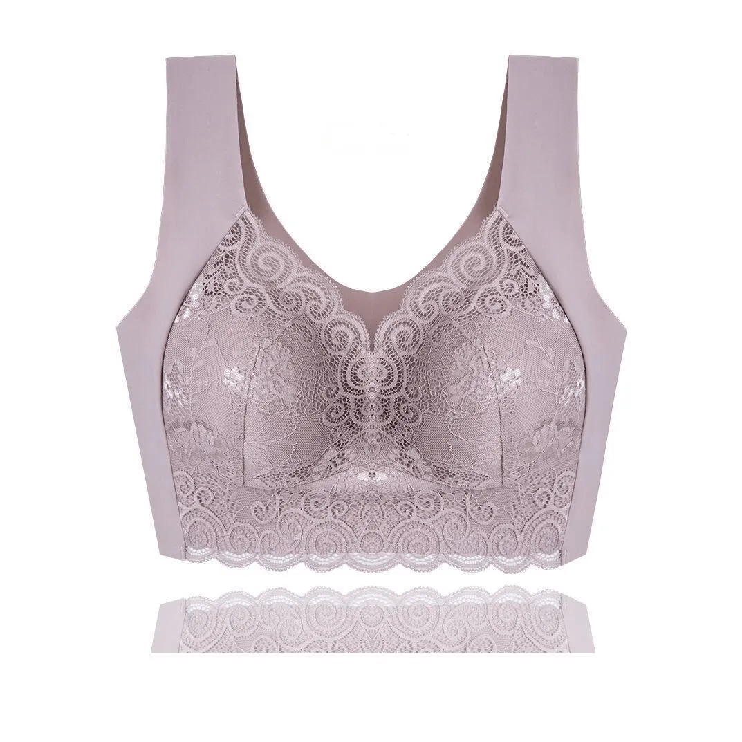 Elegant Lace Lift-up Plus Size Wireless Breathable Vest Bra