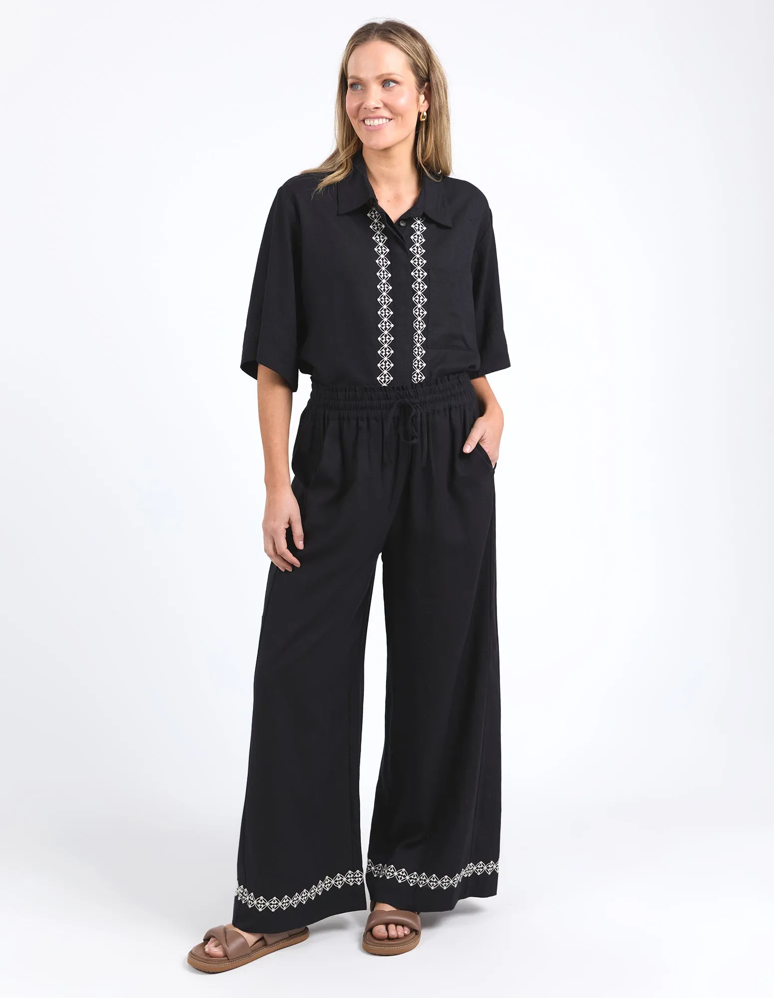 Elm Lifestyle II NINA Embroidered pant - black