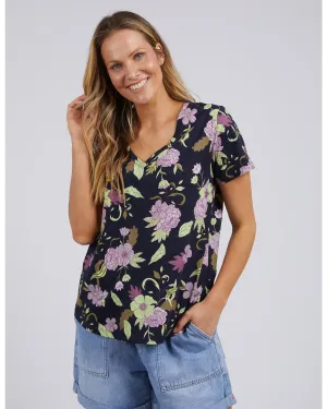 Emmaline V Neck Tee - Navy Floral
