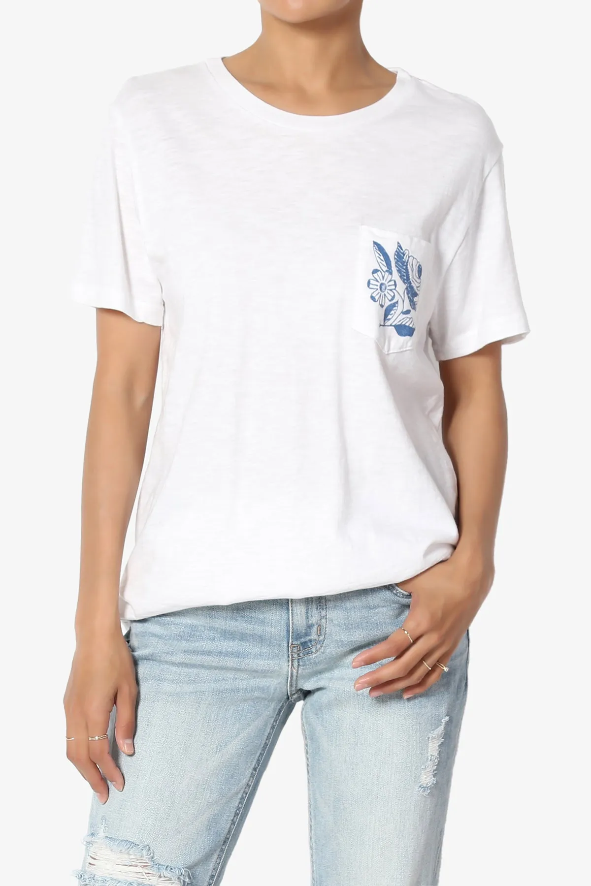 Enzia Floral Pocket Short Sleeve Tee