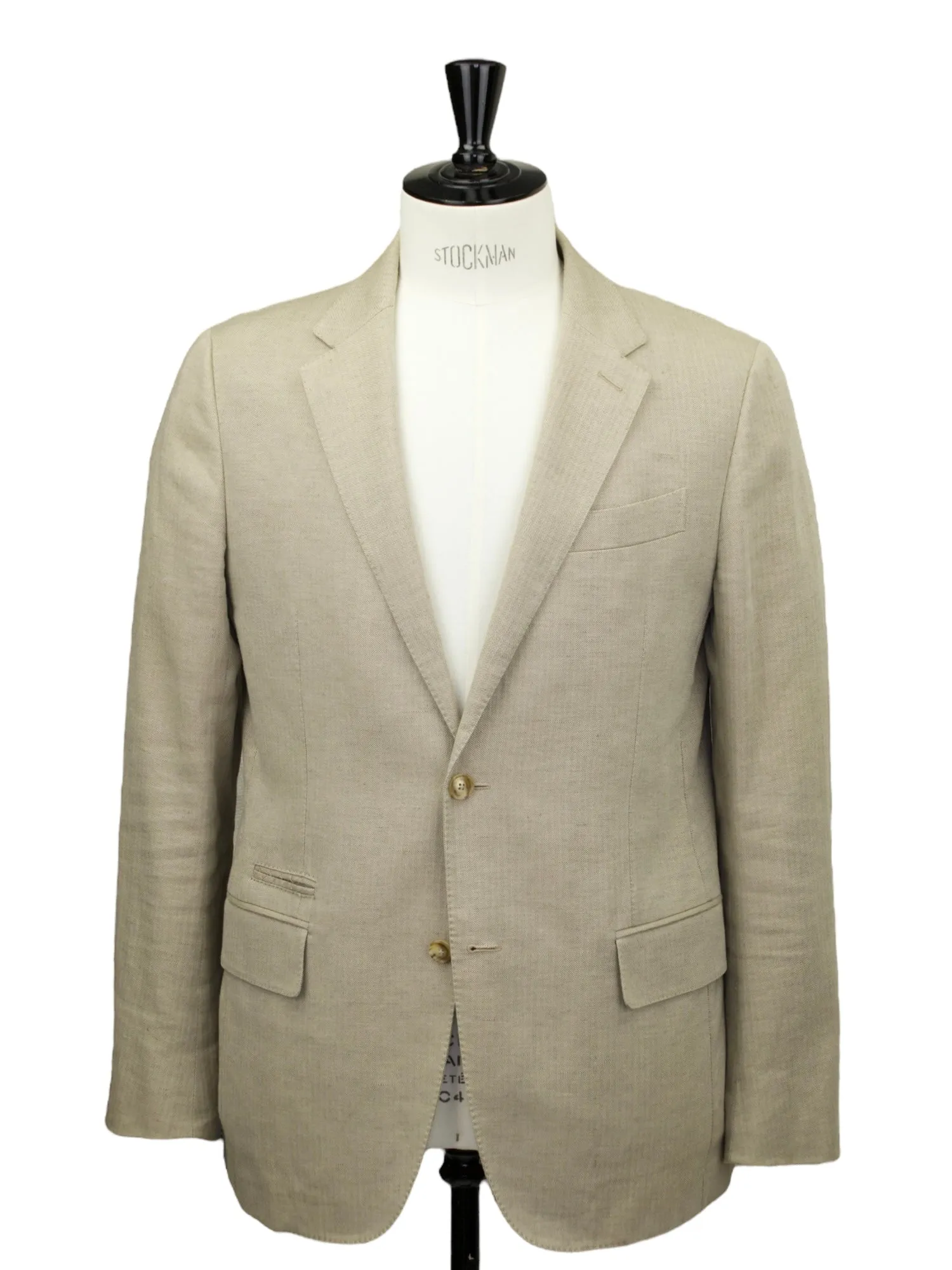 Ermenegildo Zegna Beige Cotton & Linen Herringbone Jacket
