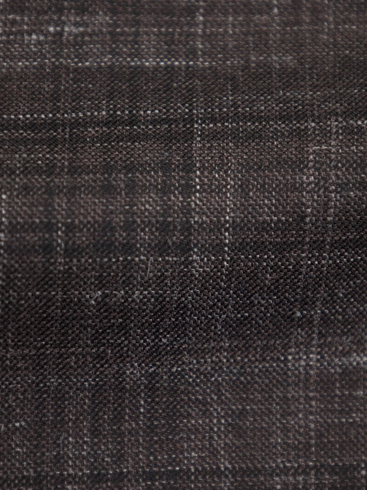 Ermenegildo Zegna Walnut Brown Cashmere, Silk & Linen Melange-Check Jacket