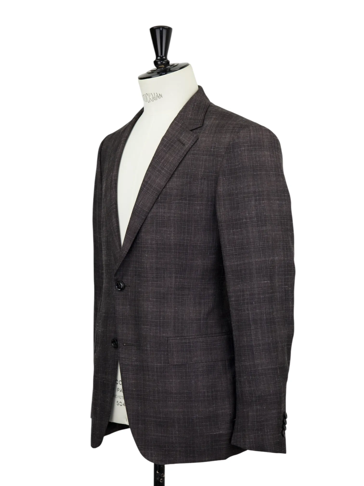 Ermenegildo Zegna Walnut Brown Cashmere, Silk & Linen Melange-Check Jacket