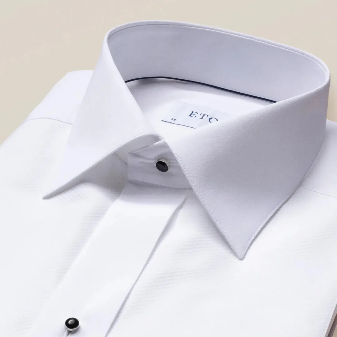 ETON PIQUE BLACK TIE SHIRT