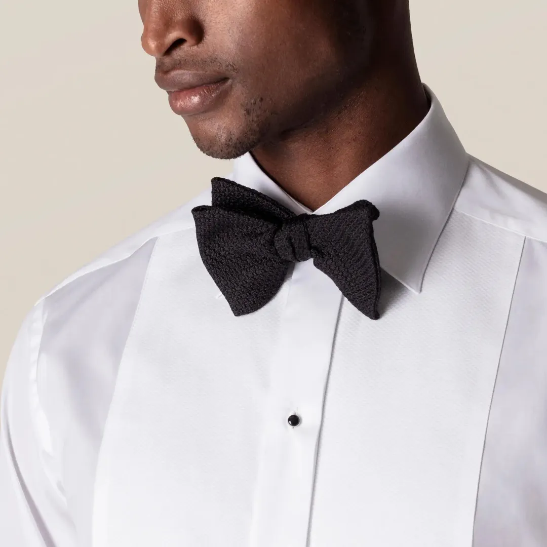 ETON PIQUE BLACK TIE SHIRT