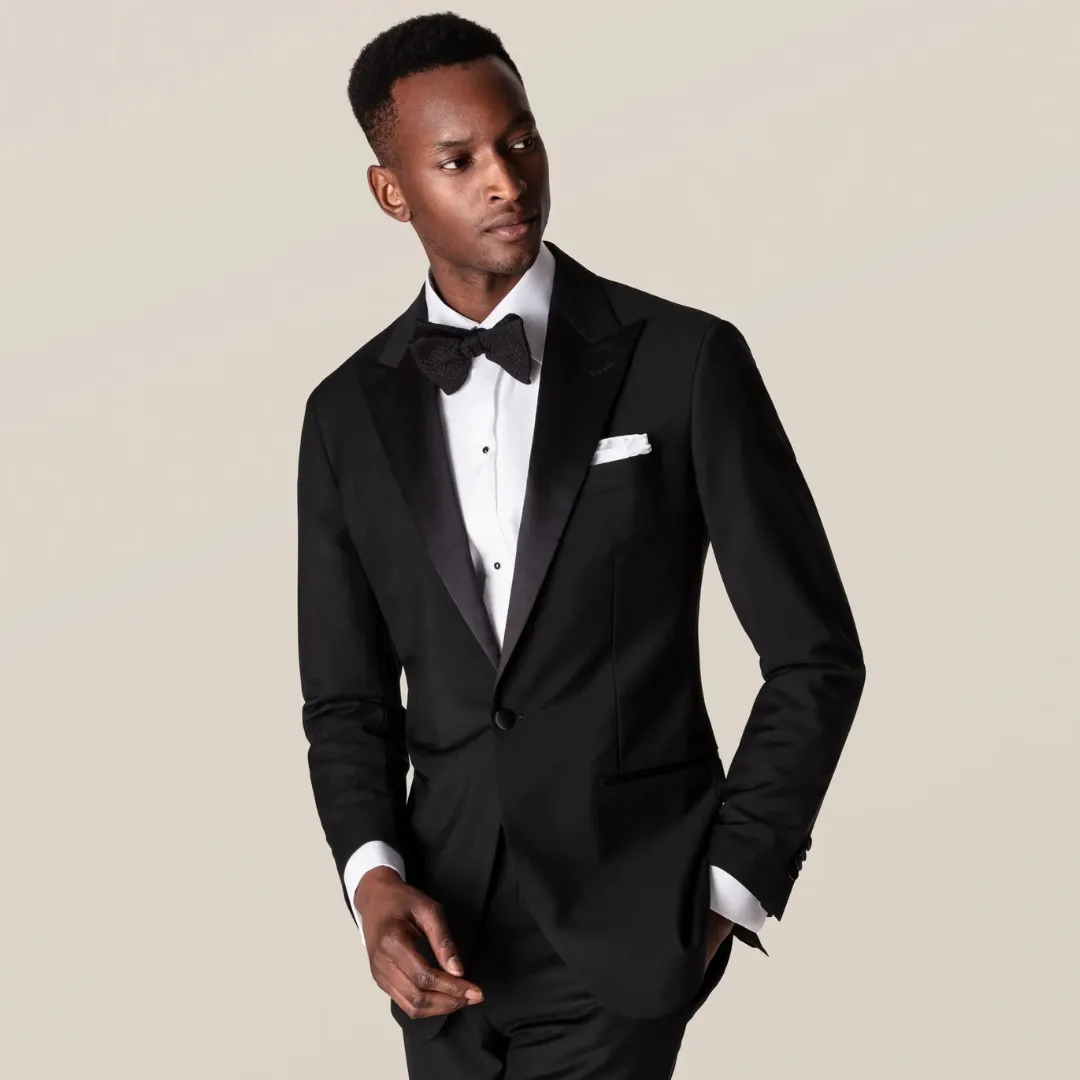 ETON PIQUE BLACK TIE SHIRT