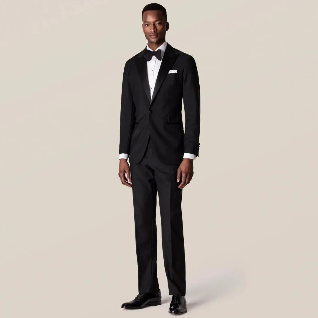 ETON PIQUE BLACK TIE SHIRT