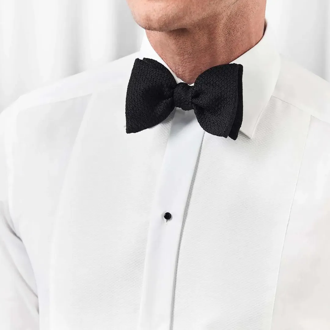 ETON PIQUE BLACK TIE SHIRT