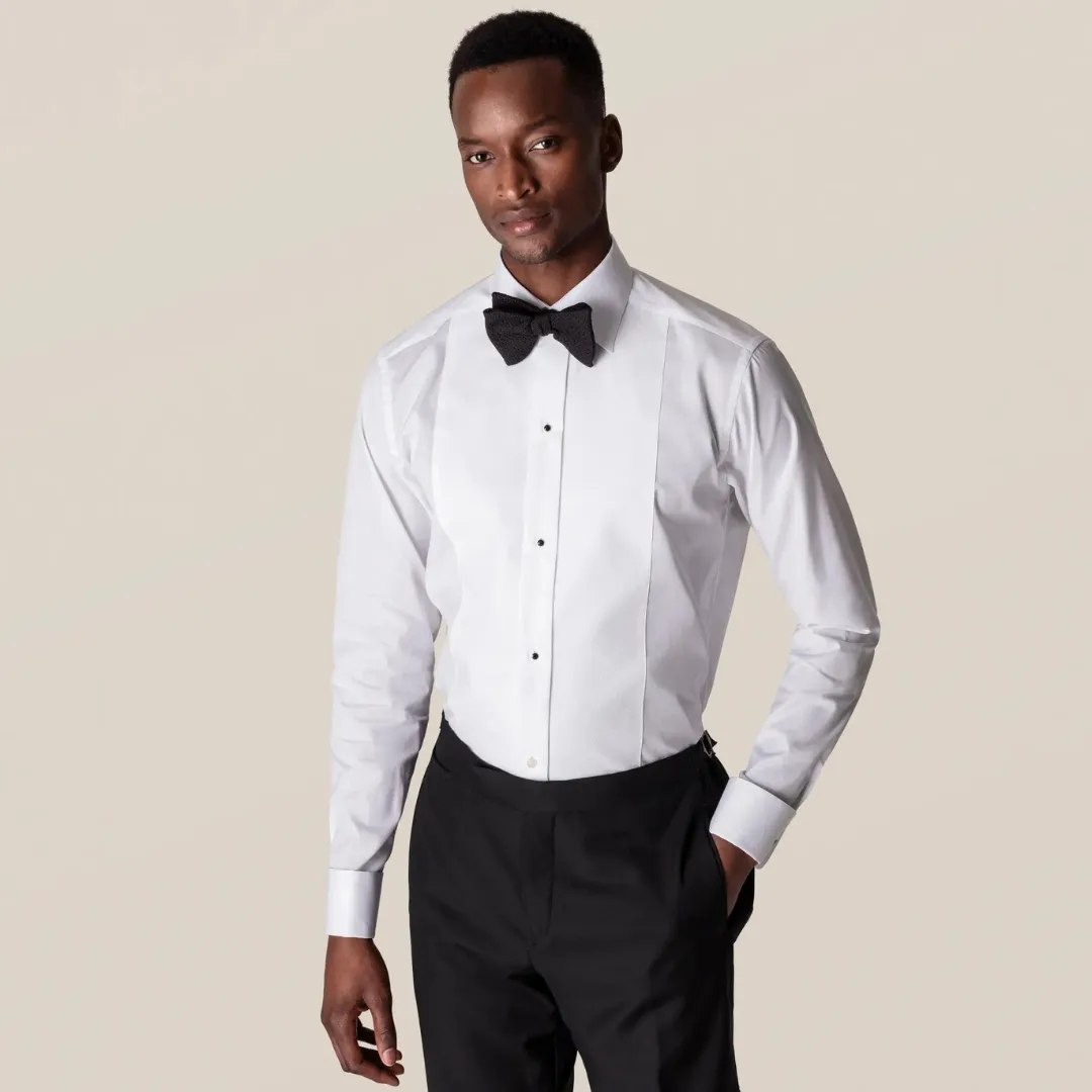 ETON PIQUE BLACK TIE SHIRT