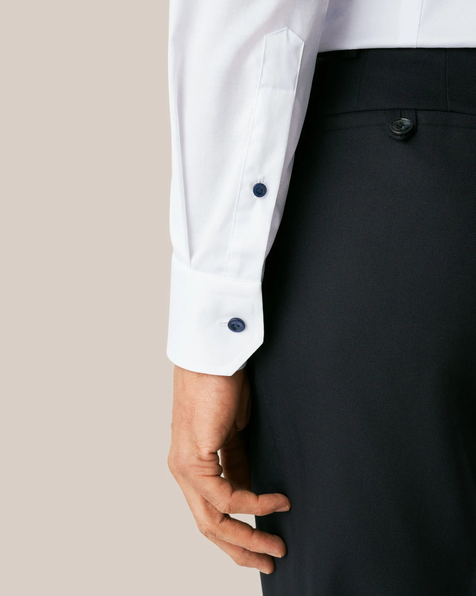 ETON- White Signature Twill Shirt - Navy Details