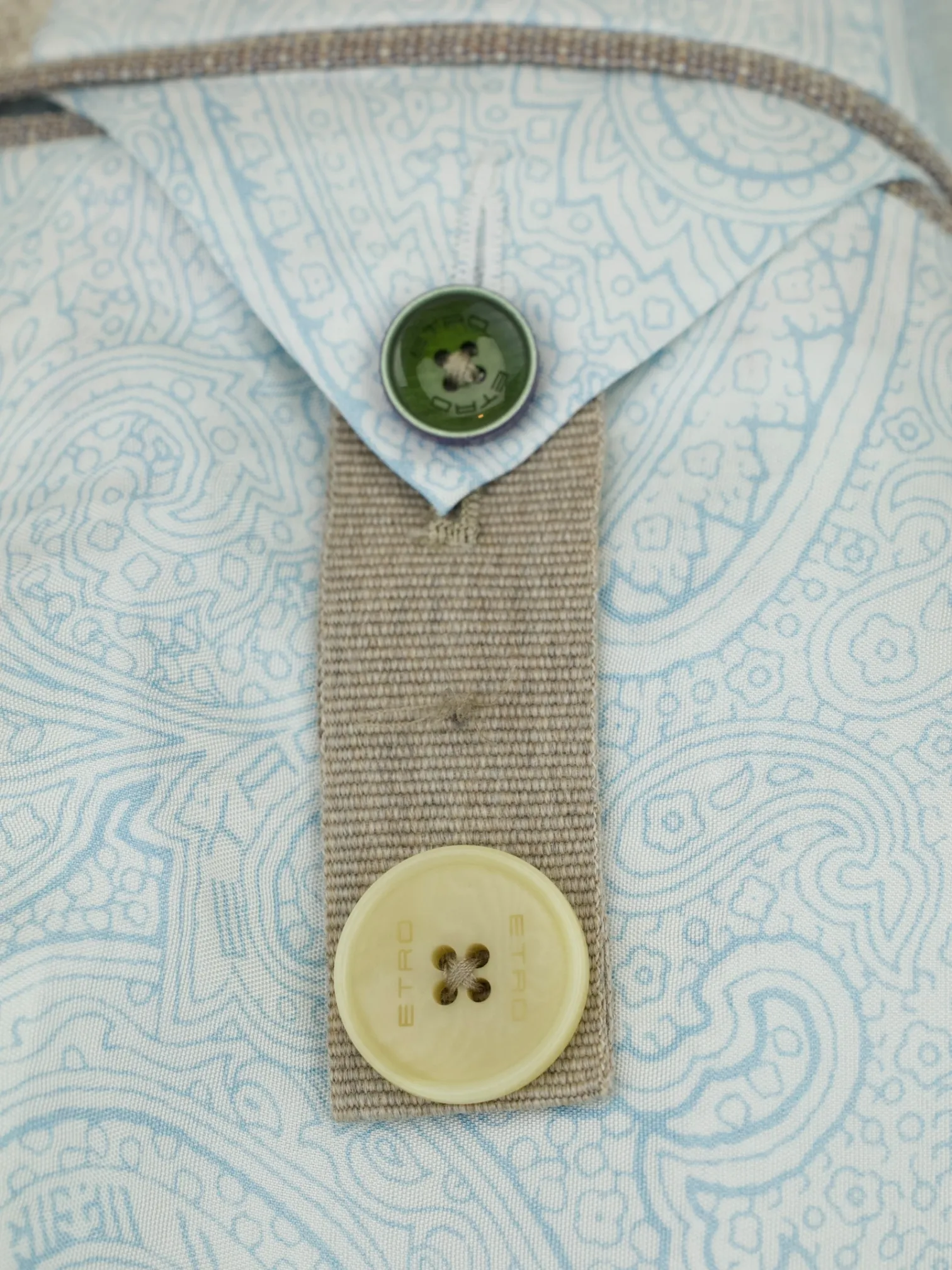 Etro Greige Cotton, Linen & Hemp Windowpane Jacket