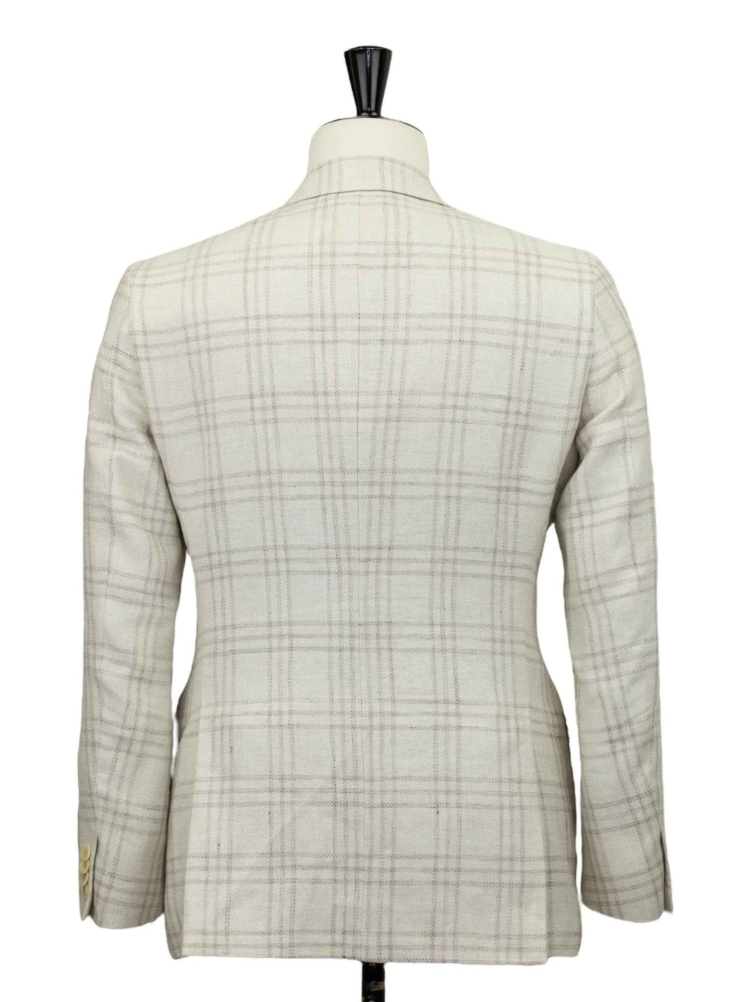 Etro Greige Cotton, Linen & Hemp Windowpane Jacket
