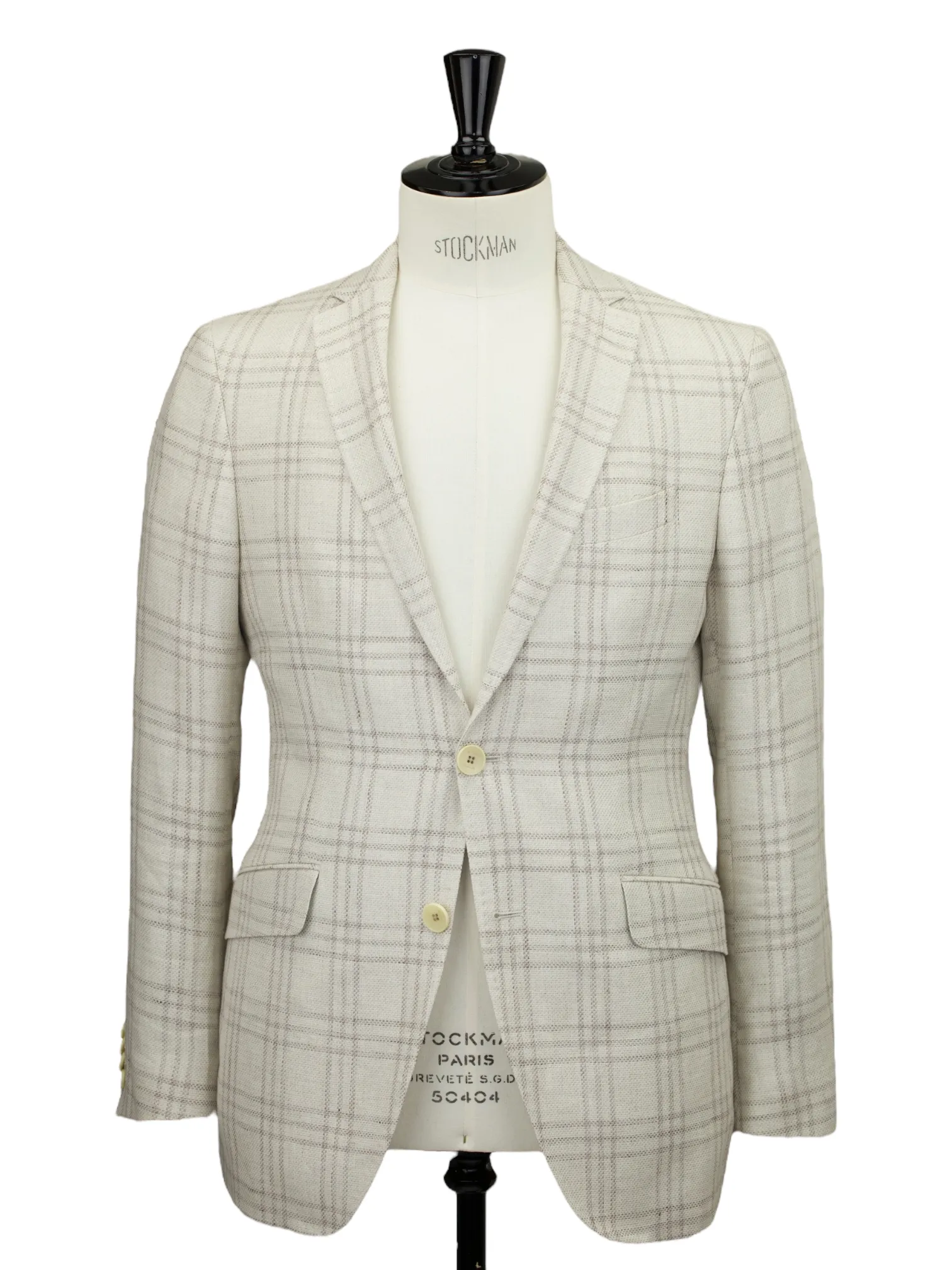 Etro Greige Cotton, Linen & Hemp Windowpane Jacket