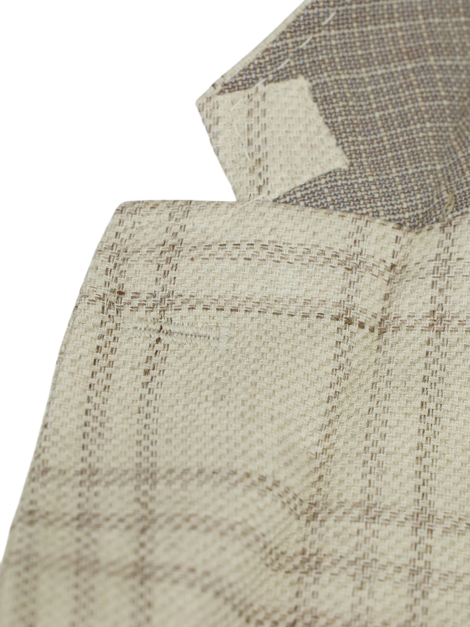 Etro Greige Cotton, Linen & Hemp Windowpane Jacket