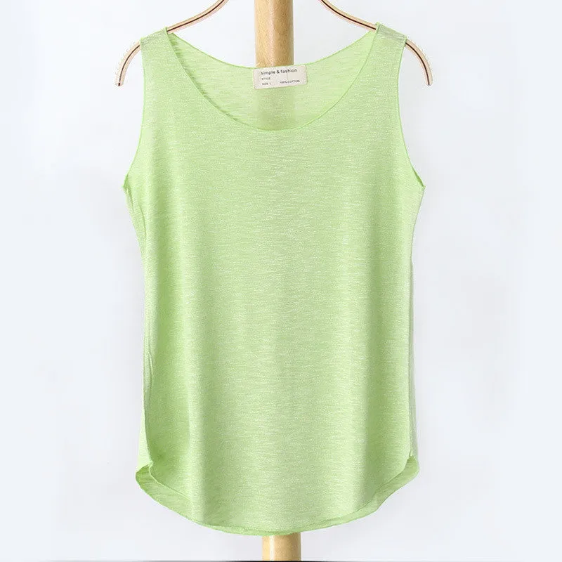 Fashion Women Sleeveless Shirt Ladies Singlets Bamboo Cotton Casual Tops Vest 10 Colors