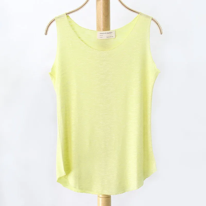 Fashion Women Sleeveless Shirt Ladies Singlets Bamboo Cotton Casual Tops Vest 10 Colors