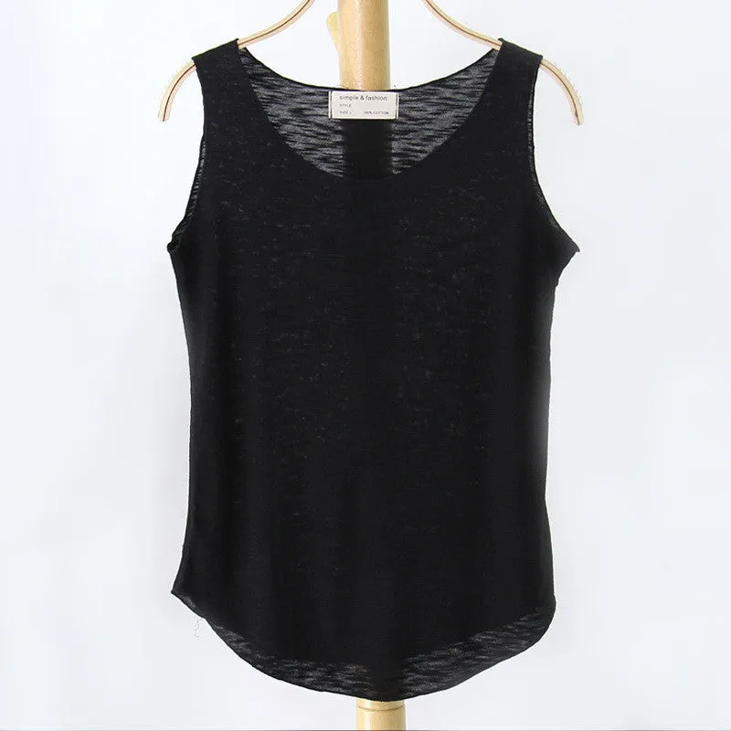 Fashion Women Sleeveless Shirt Ladies Singlets Bamboo Cotton Casual Tops Vest 10 Colors